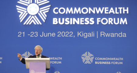UK Prime Minister Boris Johnson Addresses the Commonwealth Business Forum in Kigali